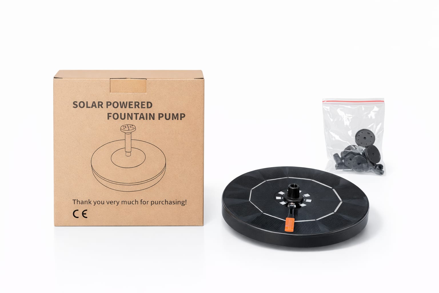 Solarbetriebene Schwimmbrunnenpumpe mit Düsen-Set